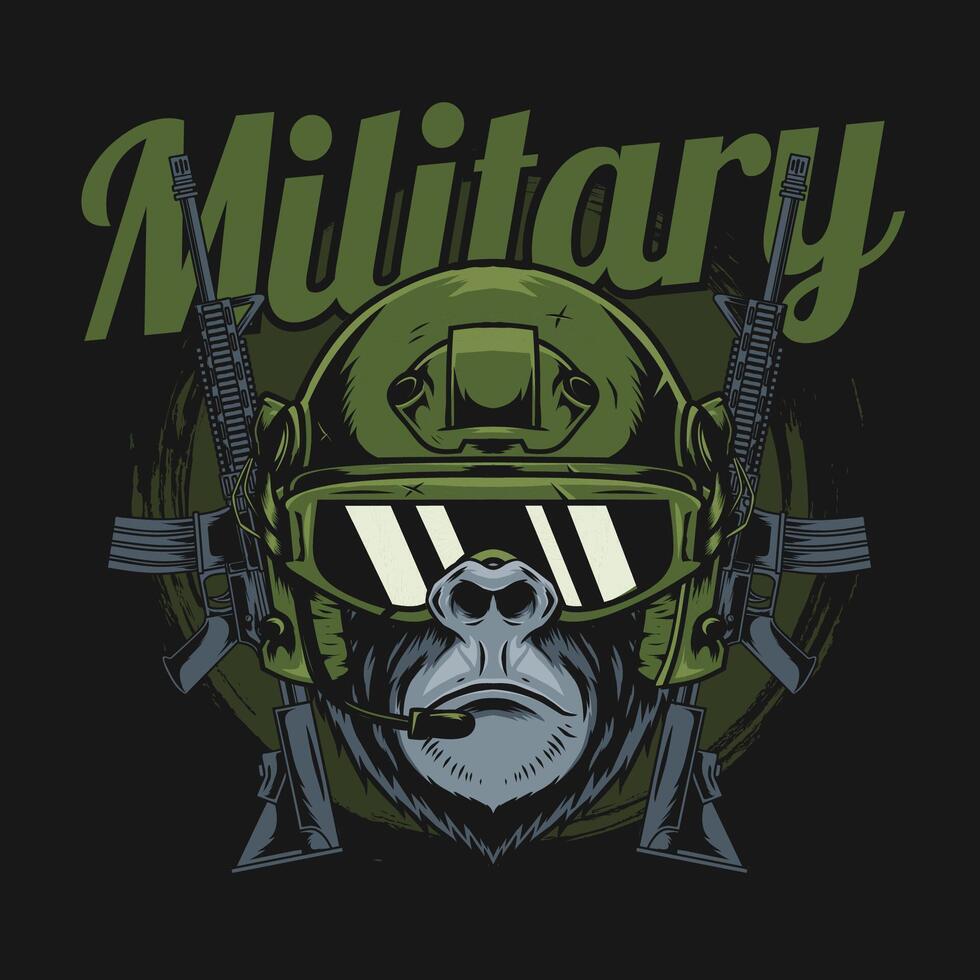 Gorilla military drawing design vector
