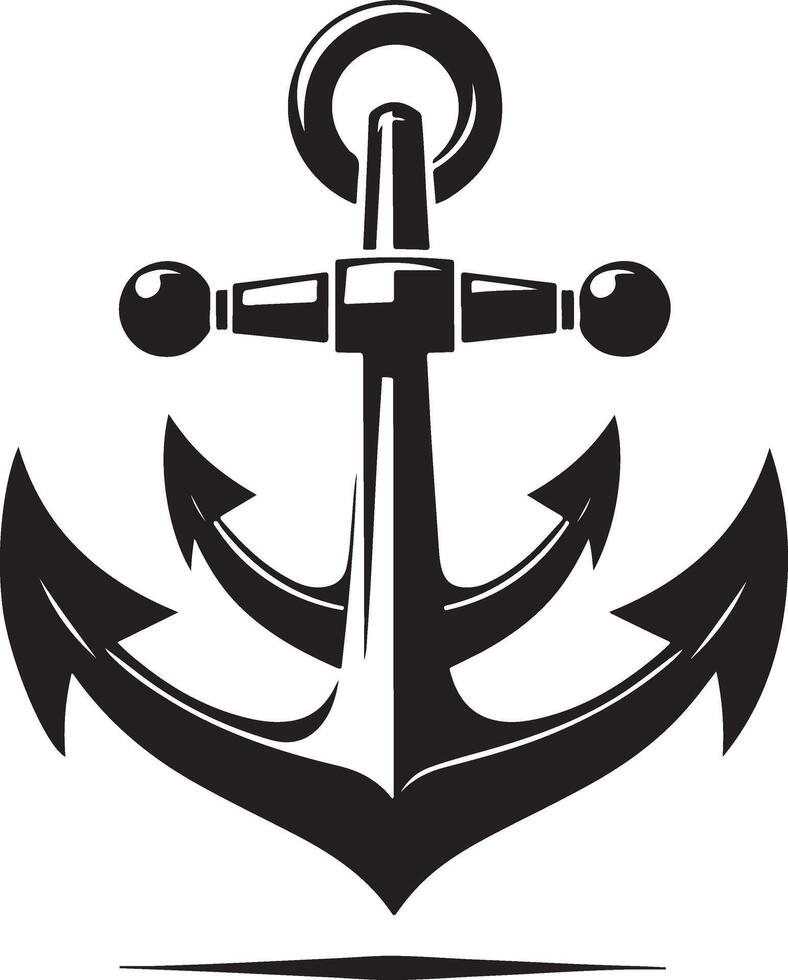 Marine Symbol Black Anchor Icon Flat Illustration Silhouette Style vector