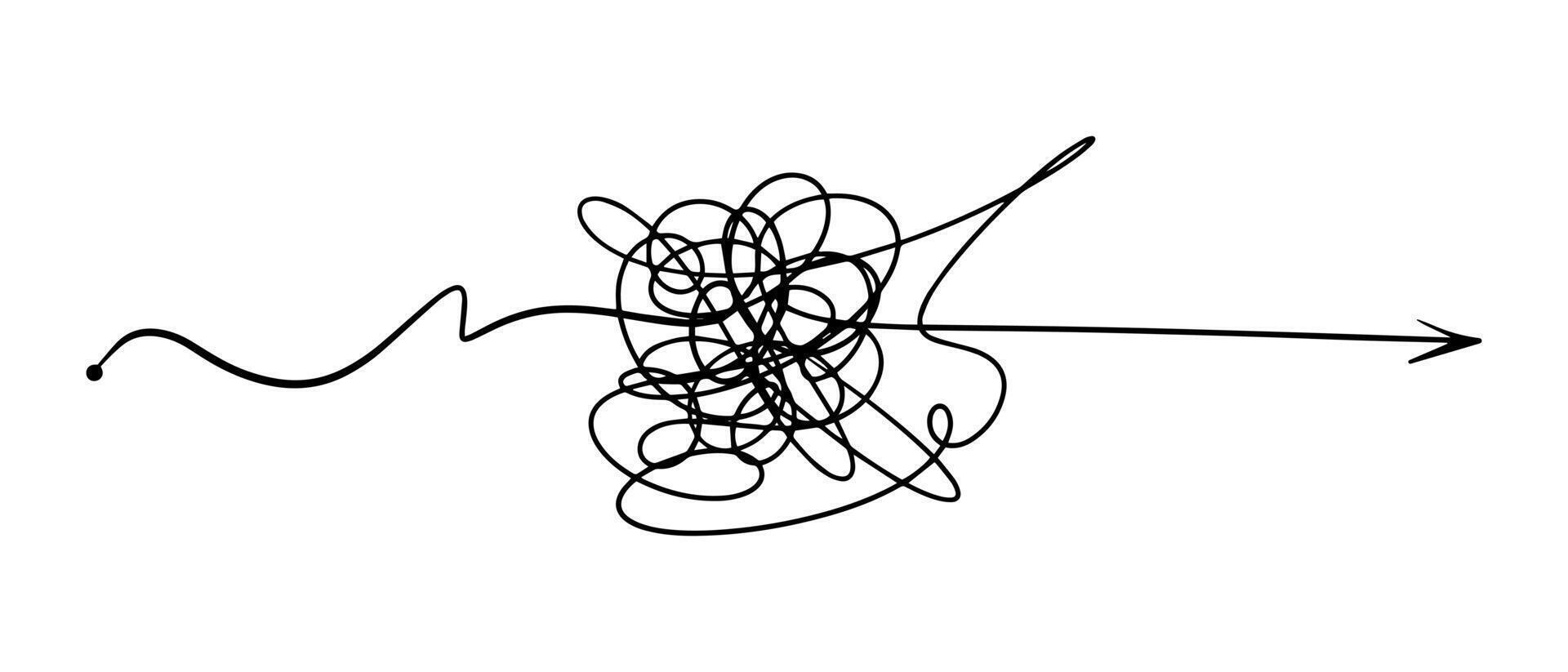 Symbol of complicated way with scribbled round element. vector