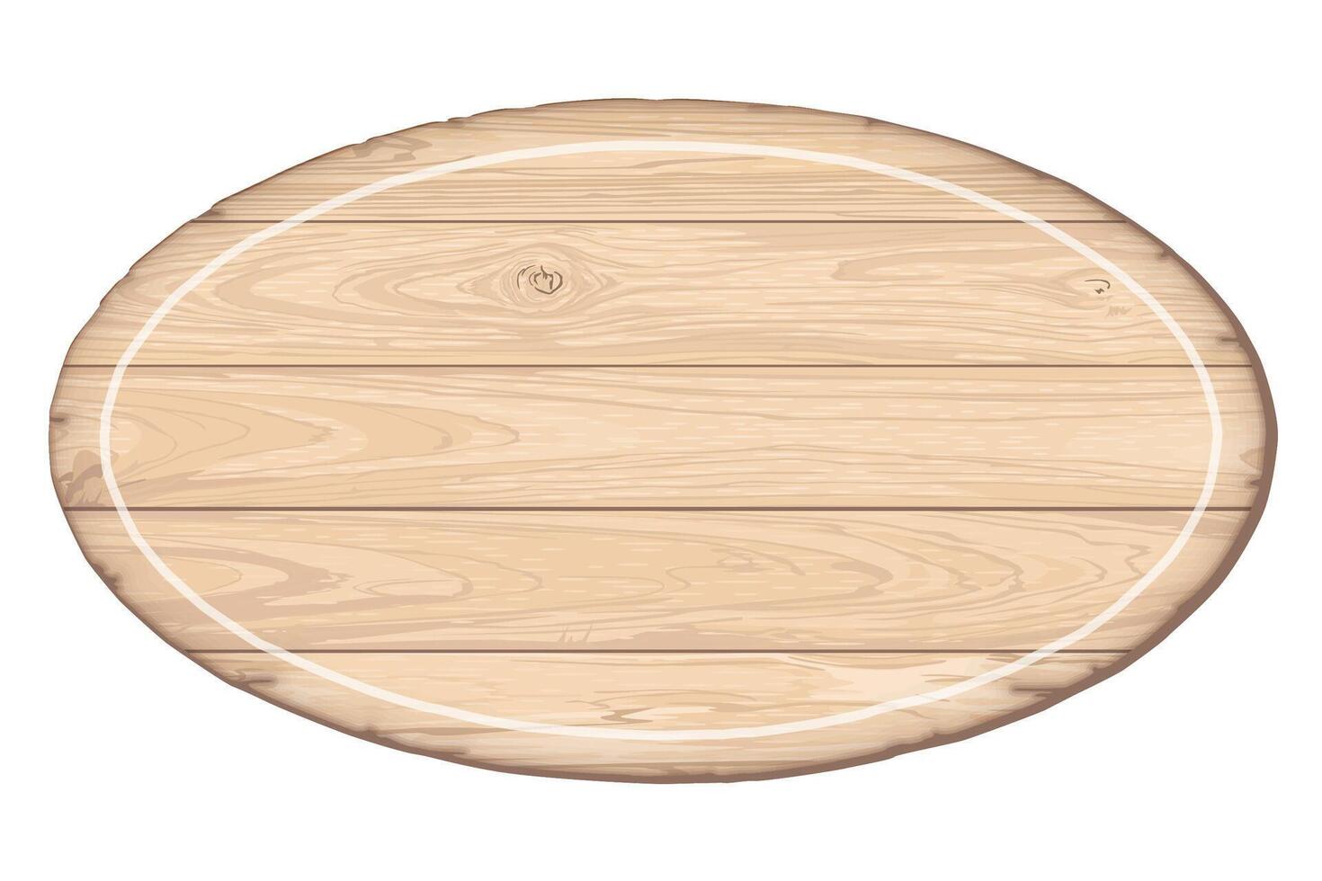 Blank oval wooden plank frame isolated graphic illustrated. Wooden whitewashed texture pattern nameplate. vector
