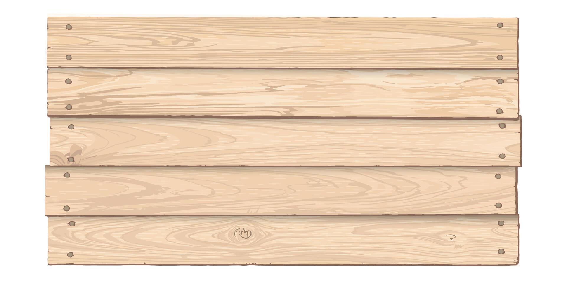 Blank signboard isolated made from cut timber panels and held together with brass rivets graphic illustrated. Nameplate wooden whitewashed texture pattern. vector