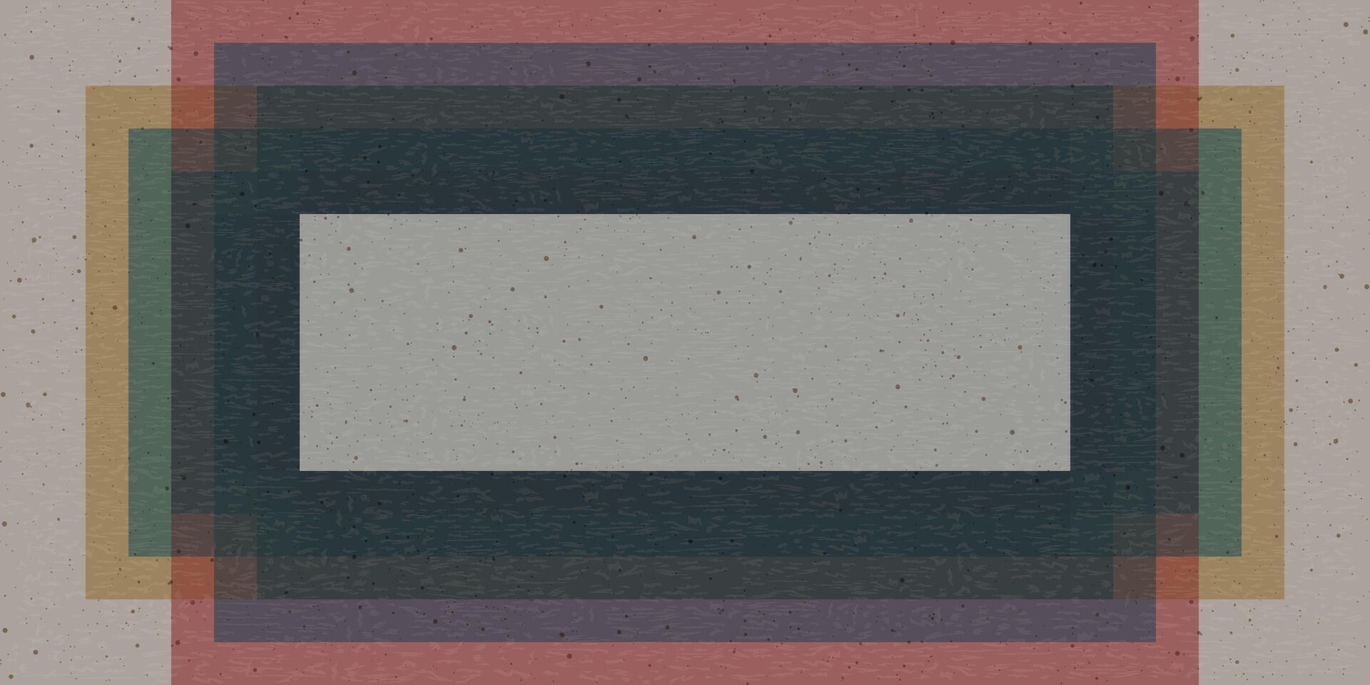 Colorful rectangle shapes transparency overlap illustrations have blank space as a frame at center with risograph effect on old paper background. vector