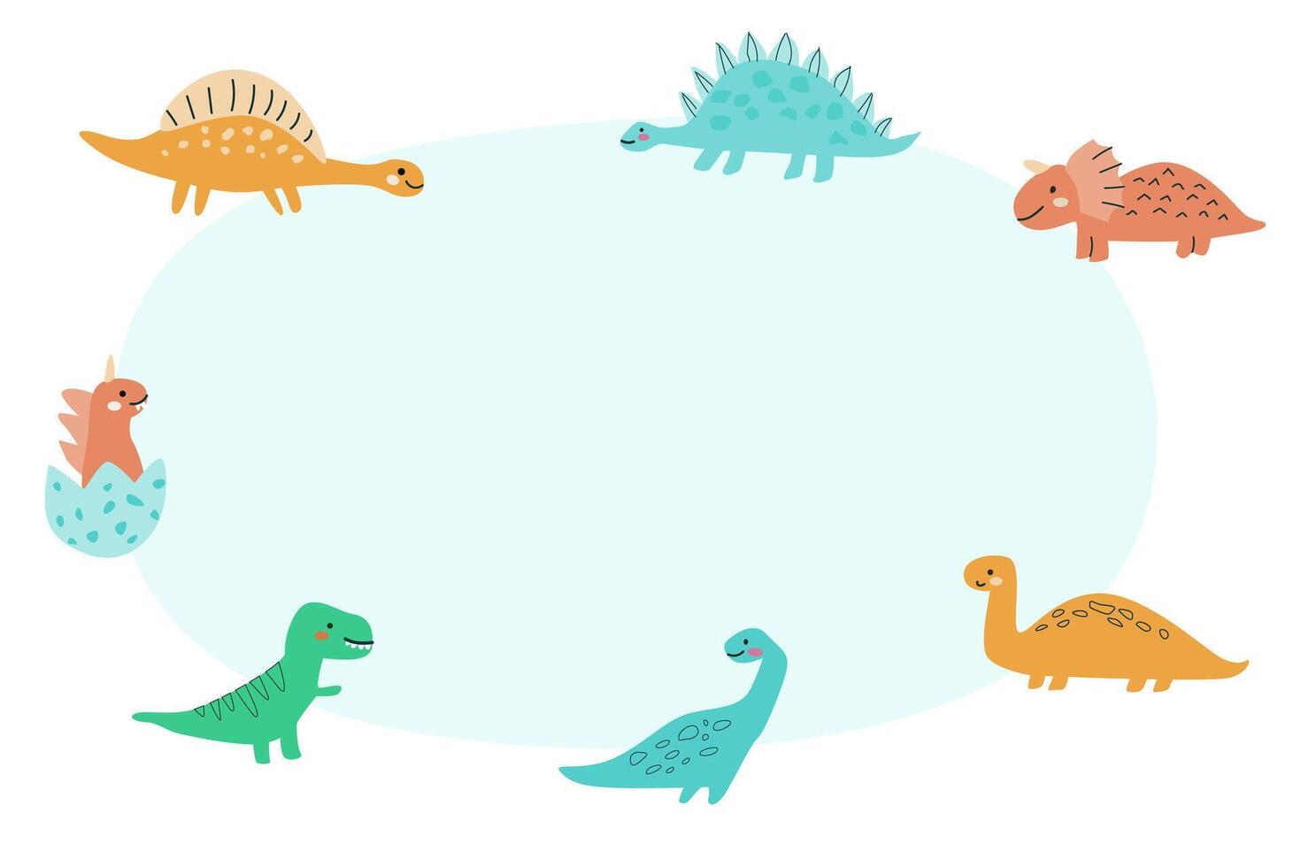 Childrens dinosaurs set, baby animals background. Dinosaurs characters vector
