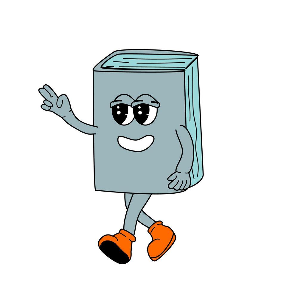 Book cartoon character in retro groovy 80s, 90s, 2000s style. vector