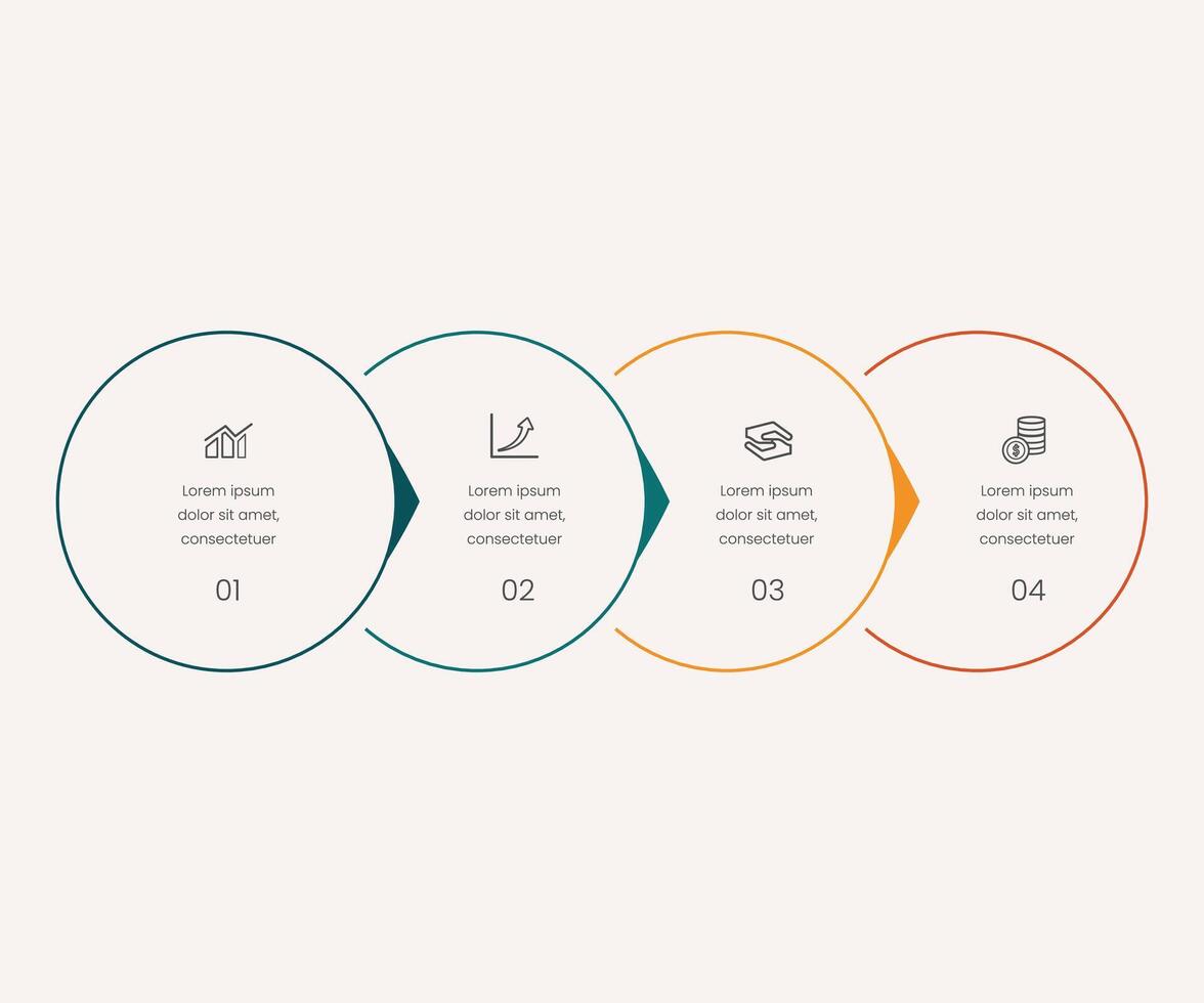 Thin line minimal Infographic design template with icons and 4 options or steps. Can be used for process diagram, presentations, workflow layout, banner, flow chart, info graph pro design vector