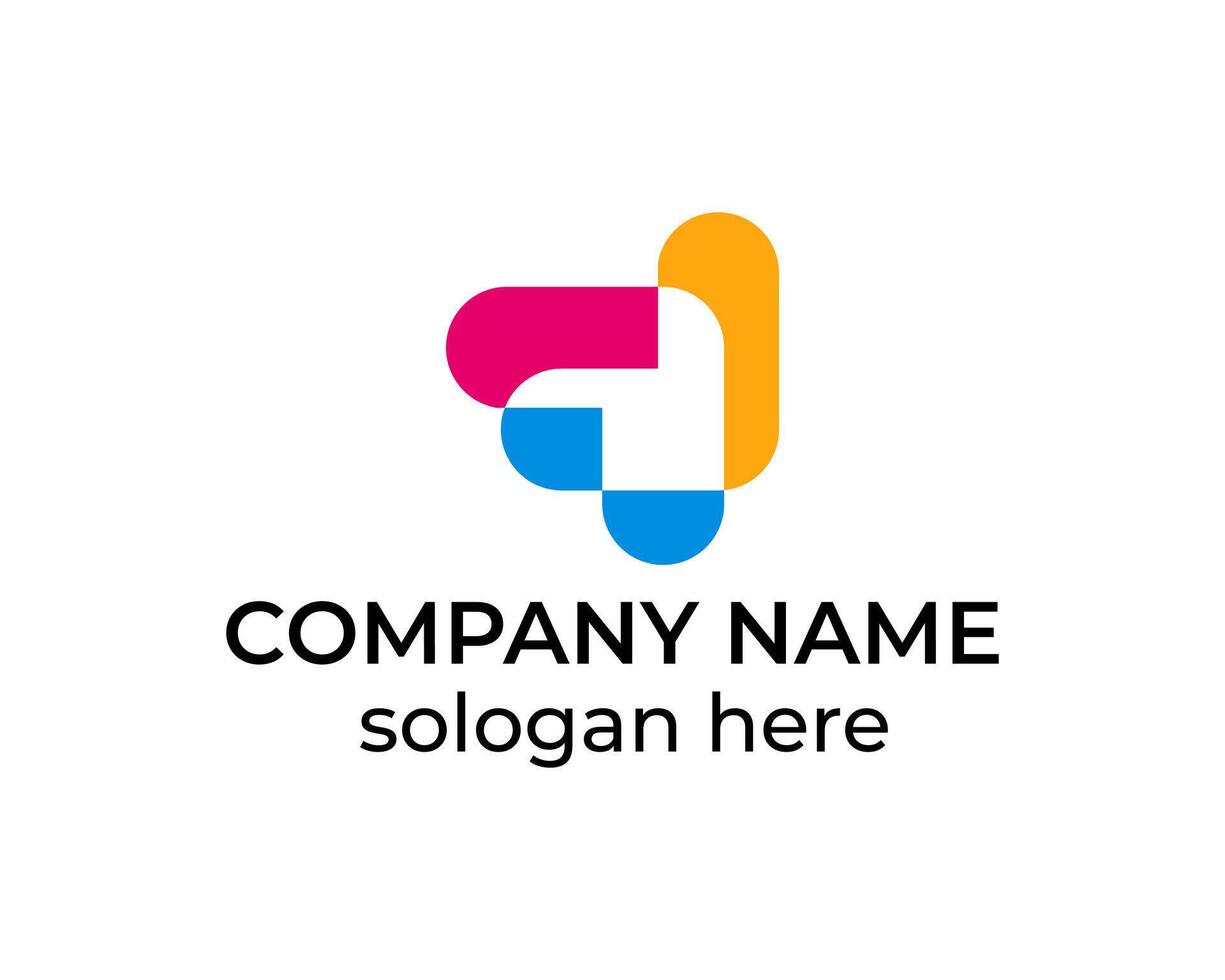 Abstract colorful M logo design template for company vector