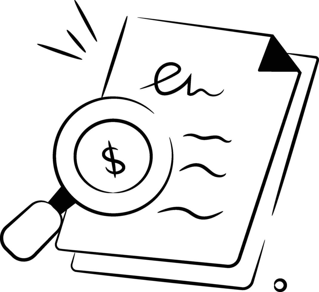 Magnifying glass with dollar, search for financial resources, business search, financial search design vector