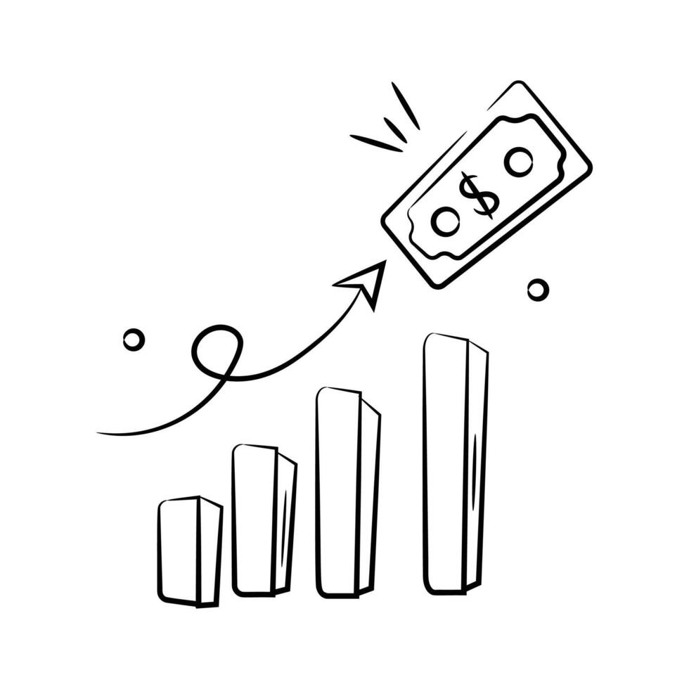 Money growth design in modern doodle stylee vector