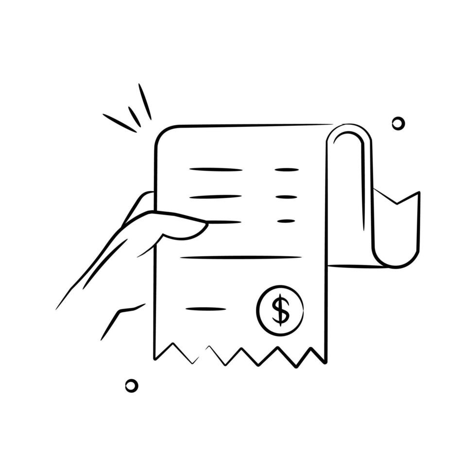 Dollar coin with page denoting concept icon of receipt, bill doodle design vector