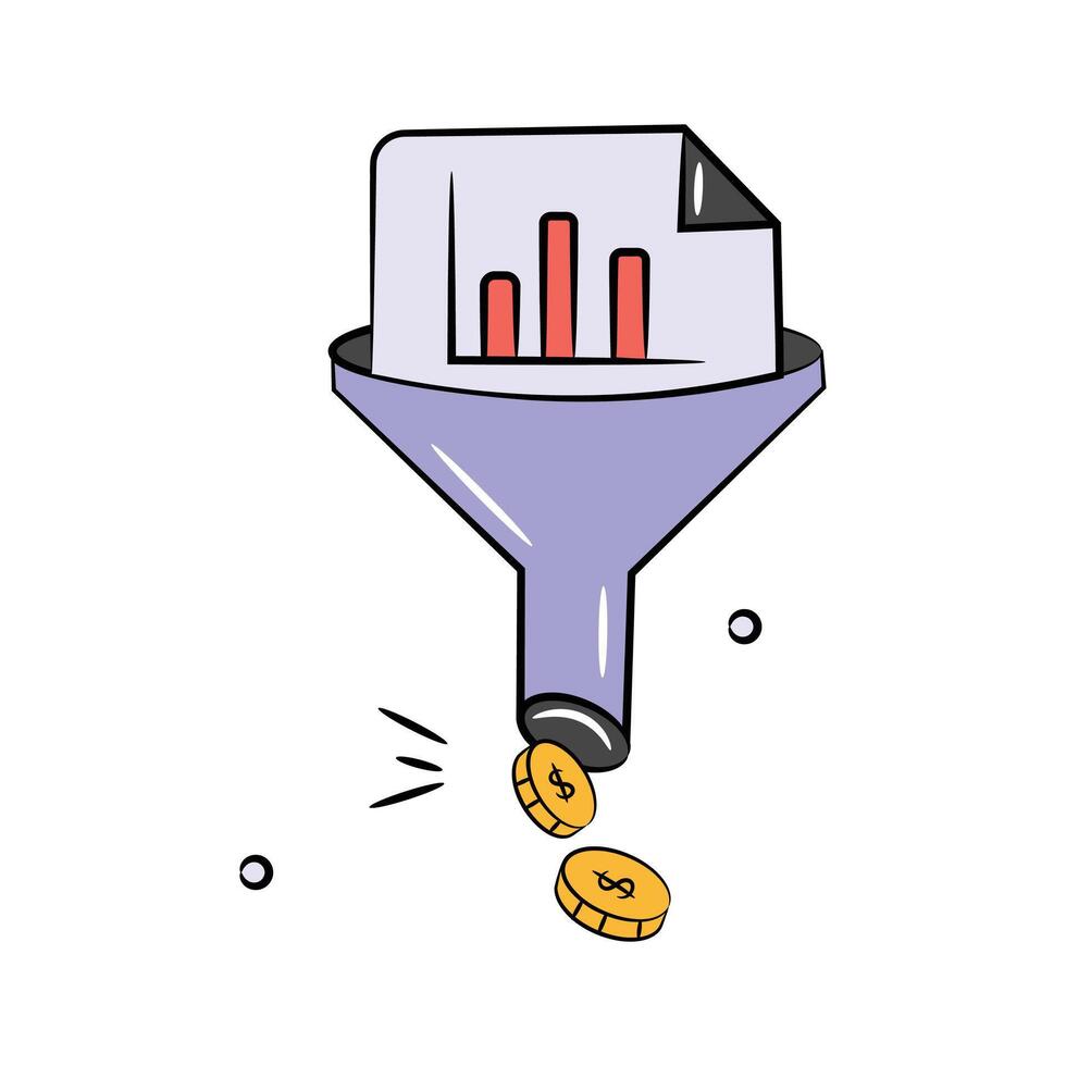 Data filtering design in trendy style, concept icon of data extraction vector