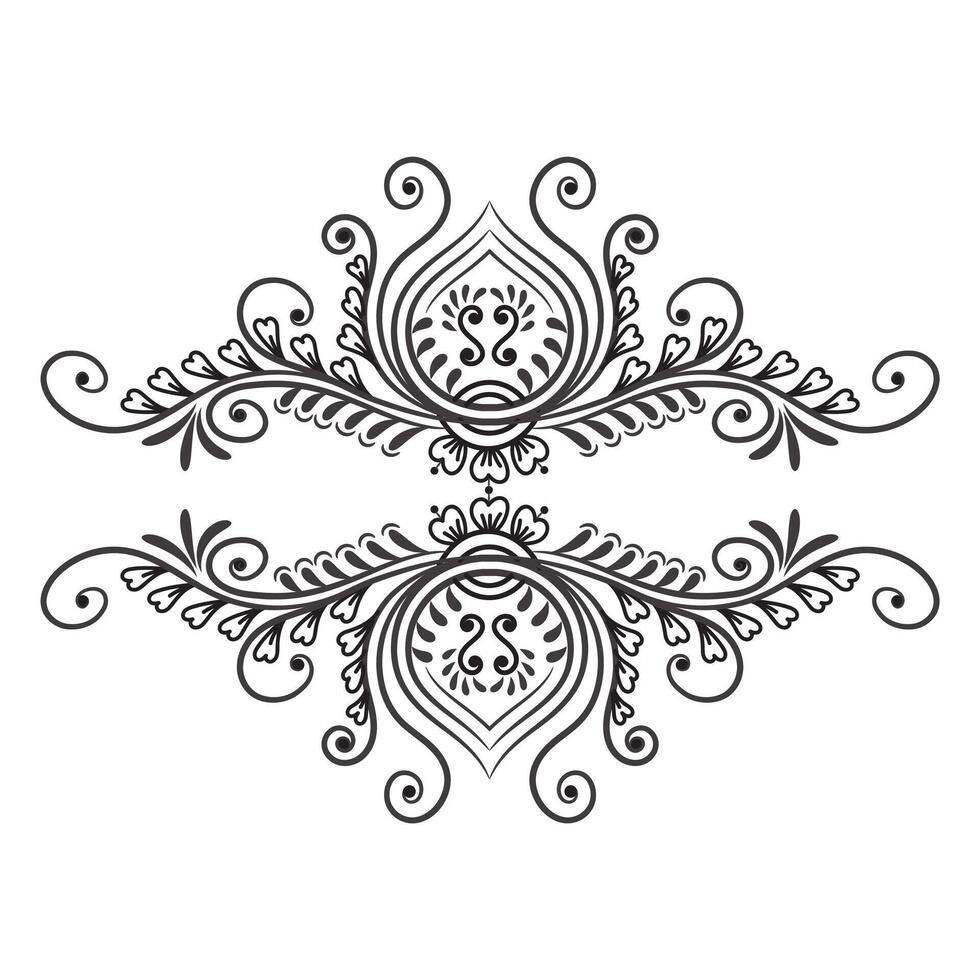 Traditional and Cultural Beautiful pattern design, tattoo design, mandala patterns, Arabic patterns, Rangoli, Alpona, Kolam, Paisley line art. vector