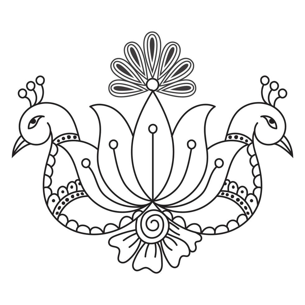 Traditional and Cultural Beautiful pattern design, tattoo design, mandala patterns, Arabic patterns, Rangoli, Alpona, Kolam, Paisley line art. vector