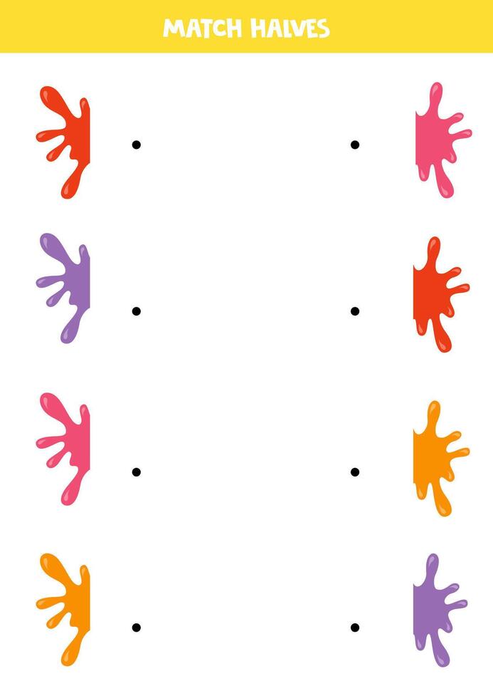Match parts of cartoon blobs of paint. Logical game for children. vector