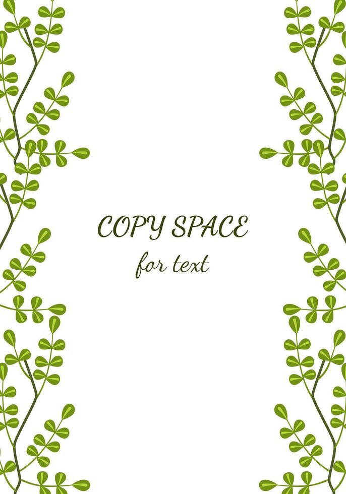 design with leaves. A template for a greeting card. Flowering plants in a text frame. vector