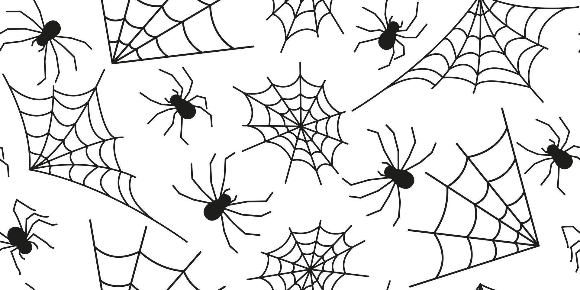 Halloween. Seamless horizontal pattern with insects in doodle style. Image for textiles, packaging and wallpaper. vector