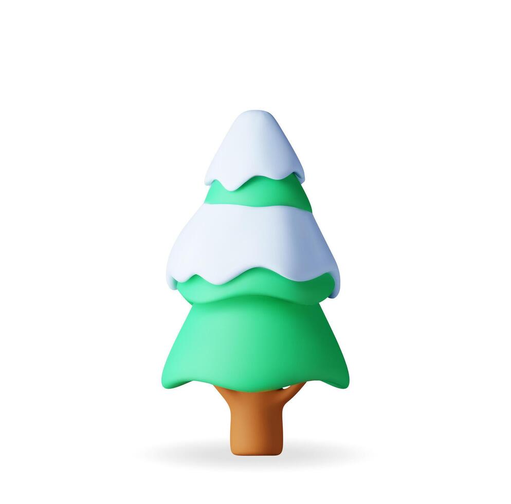 3D abstract christmas tree isolated. Render spruce, evergreen tree icon. Greeting card, festive poster, Party invitations element. Christmas and new year. vector