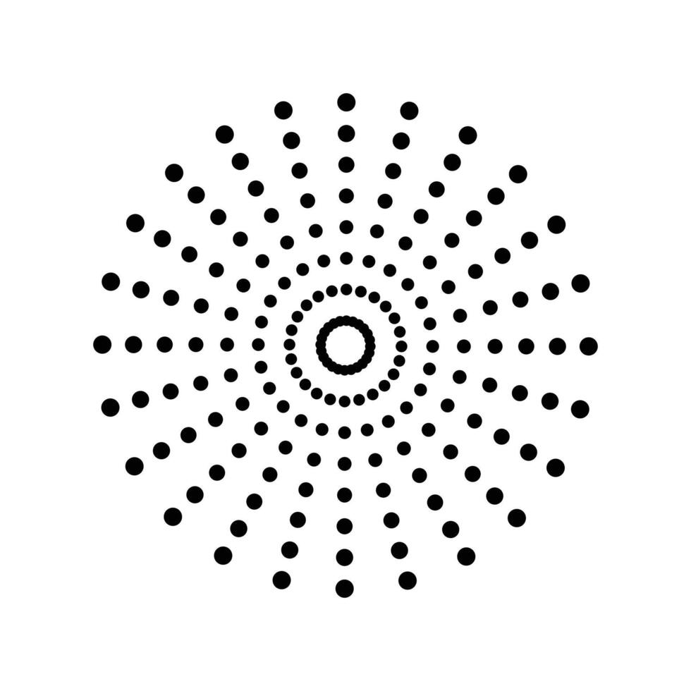Halftone Background. Abstract circle background. Circle, ring shapes made of spots, dots, tiny beads, blots, snowflakes. Set of black thick halftone dotted speed lines. Geometric art vector