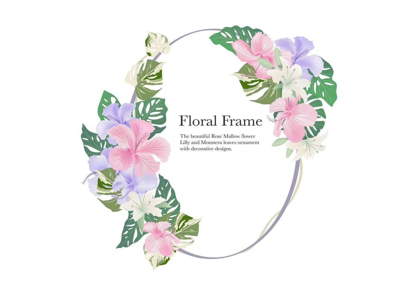 Hibiscus flowers and leaves in stained glass technique