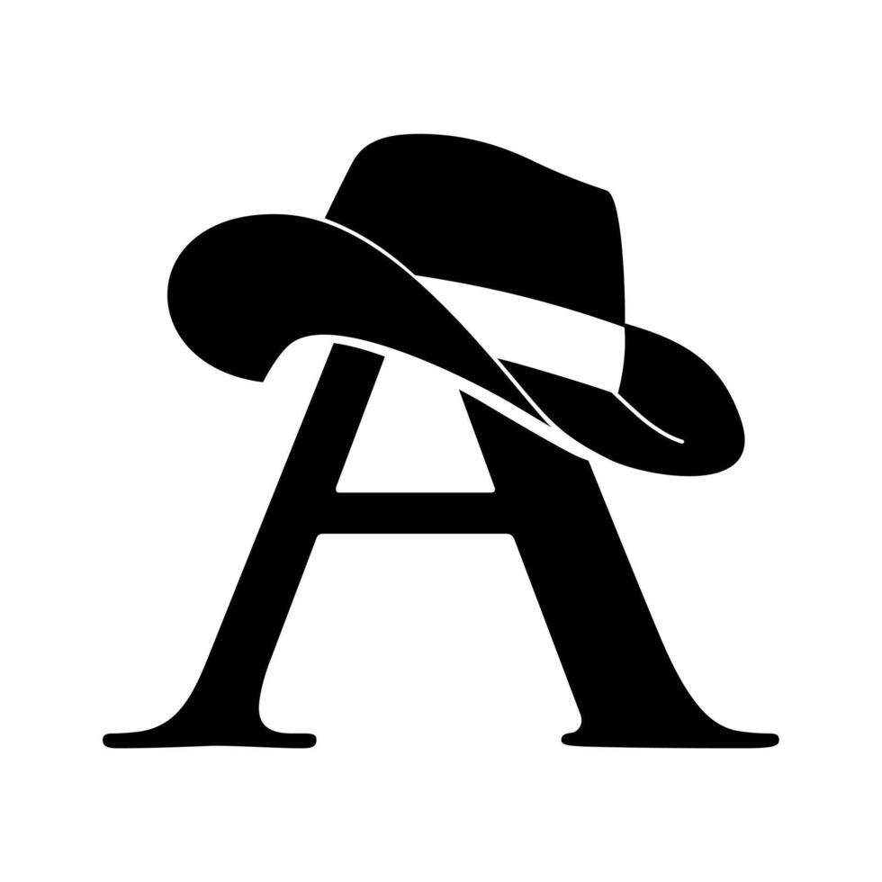 initial A with hat cowboy, Design element for logo, poster, card, banner, emblem, t shirt. illustration vector