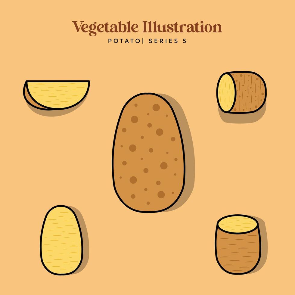Potato or Potatoes Vegetable Illustration Set for Logo and Healthy Symbol Collection Flat Design - Editable Label Illustration vector