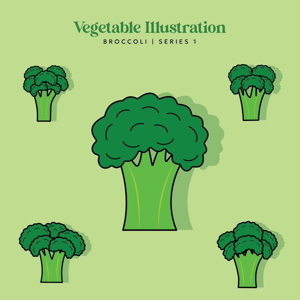 Broccoli Vegetable Illustration Set for Logo and Healthy Symbol Collection Flat Design - Editable Label Illustration vector