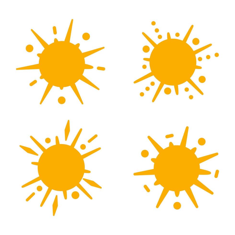 Set of abstract sun images on a white background. Solar symbols. Isolated on white background. vector