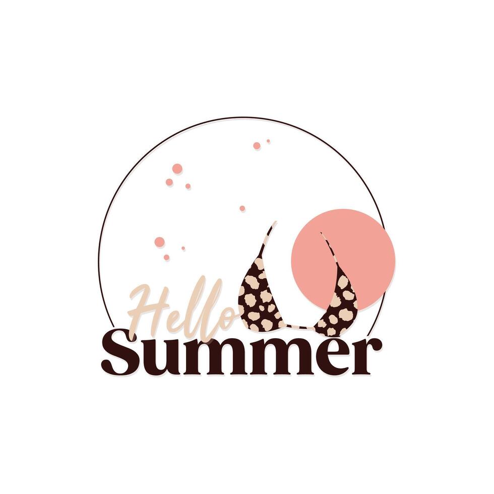 Hello summer letter banner template background with bra vector