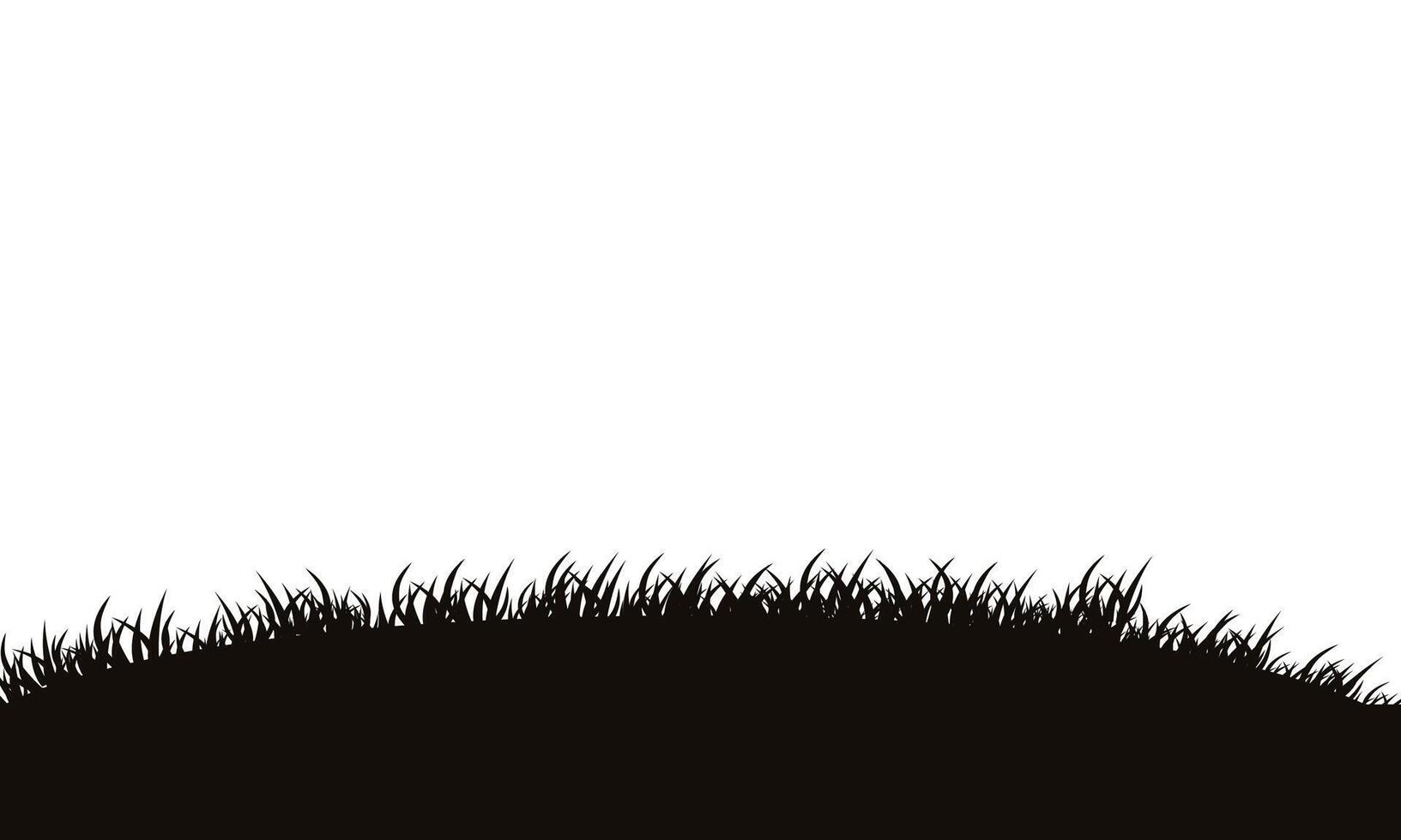 Black grass border silhouettes on white background vector