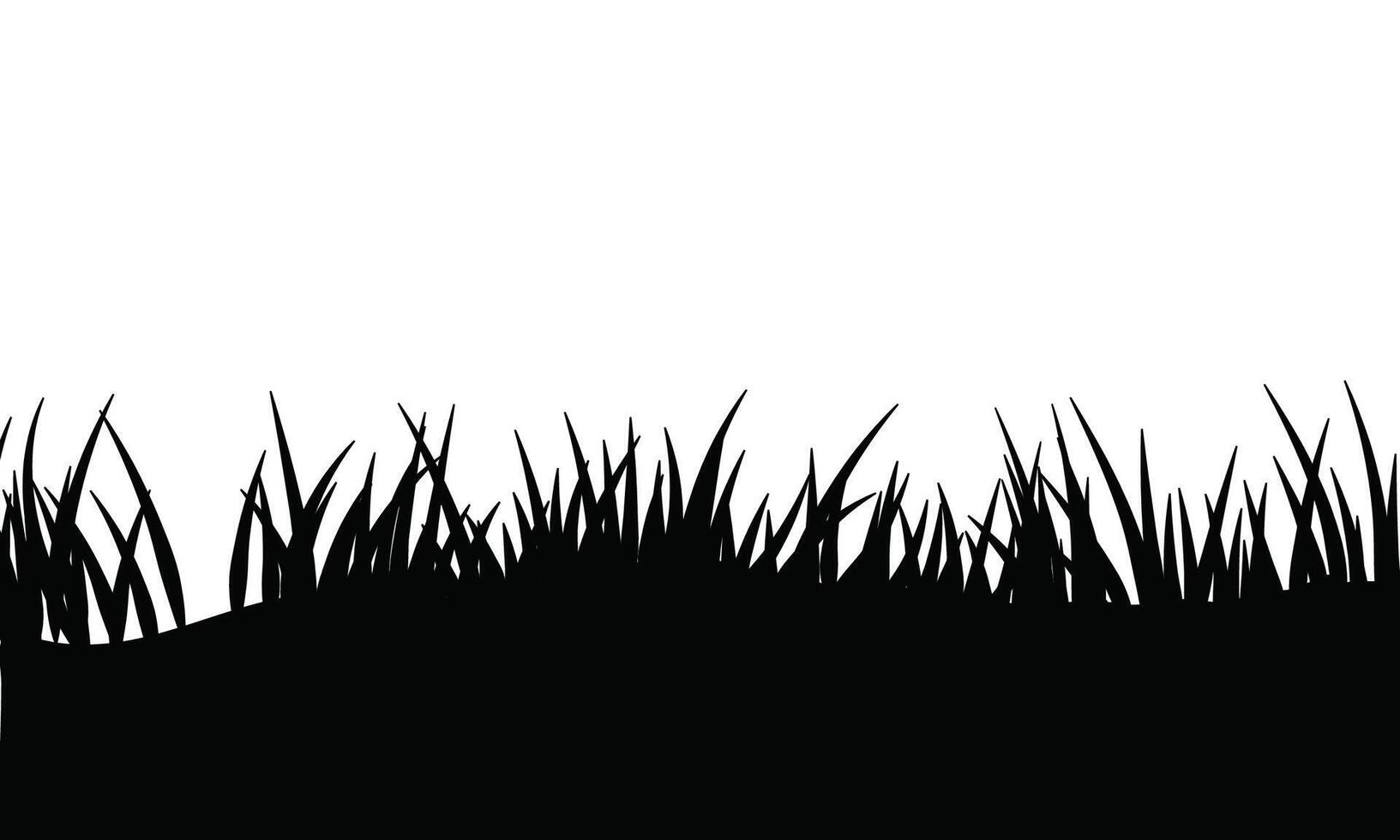 Black grass border silhouettes illustration on white background