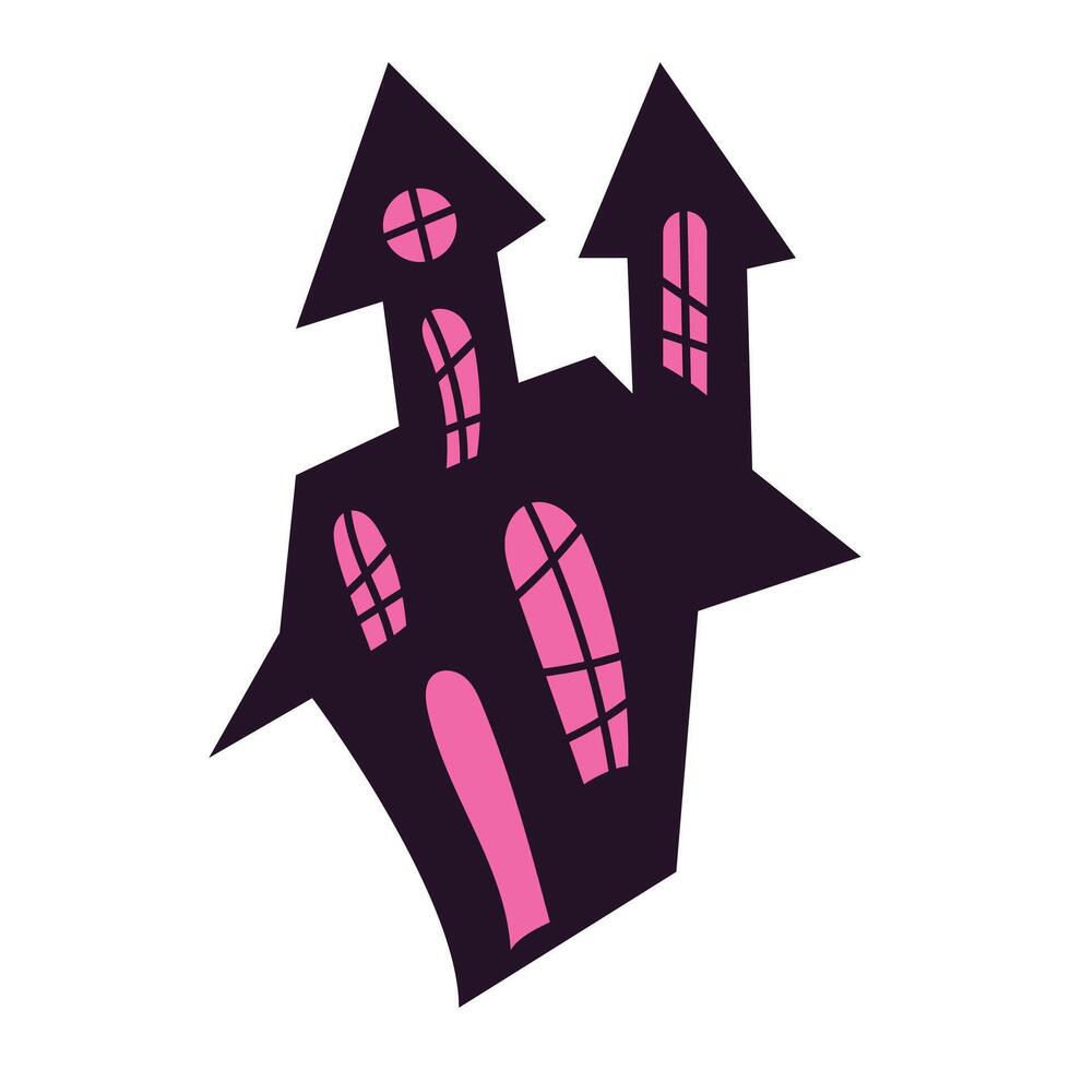 Flat halloween haunted house on white background vector