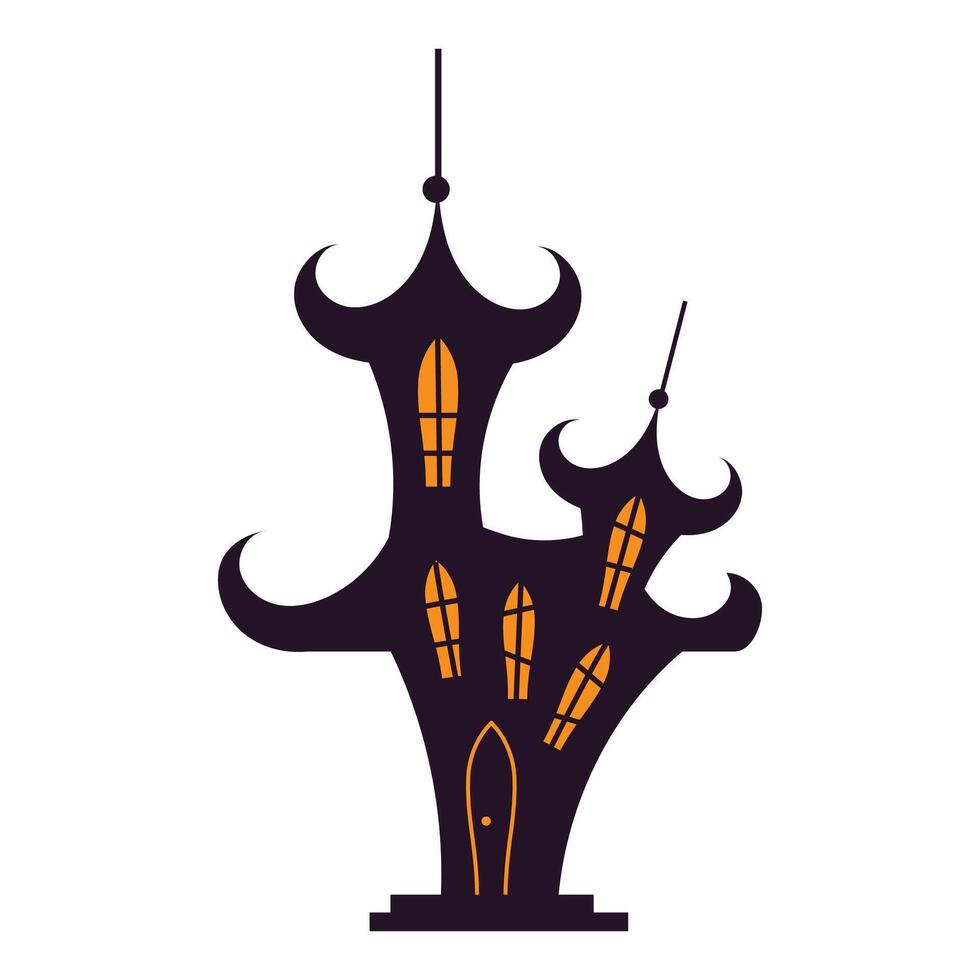 Flat halloween haunted house illustration on white background vector