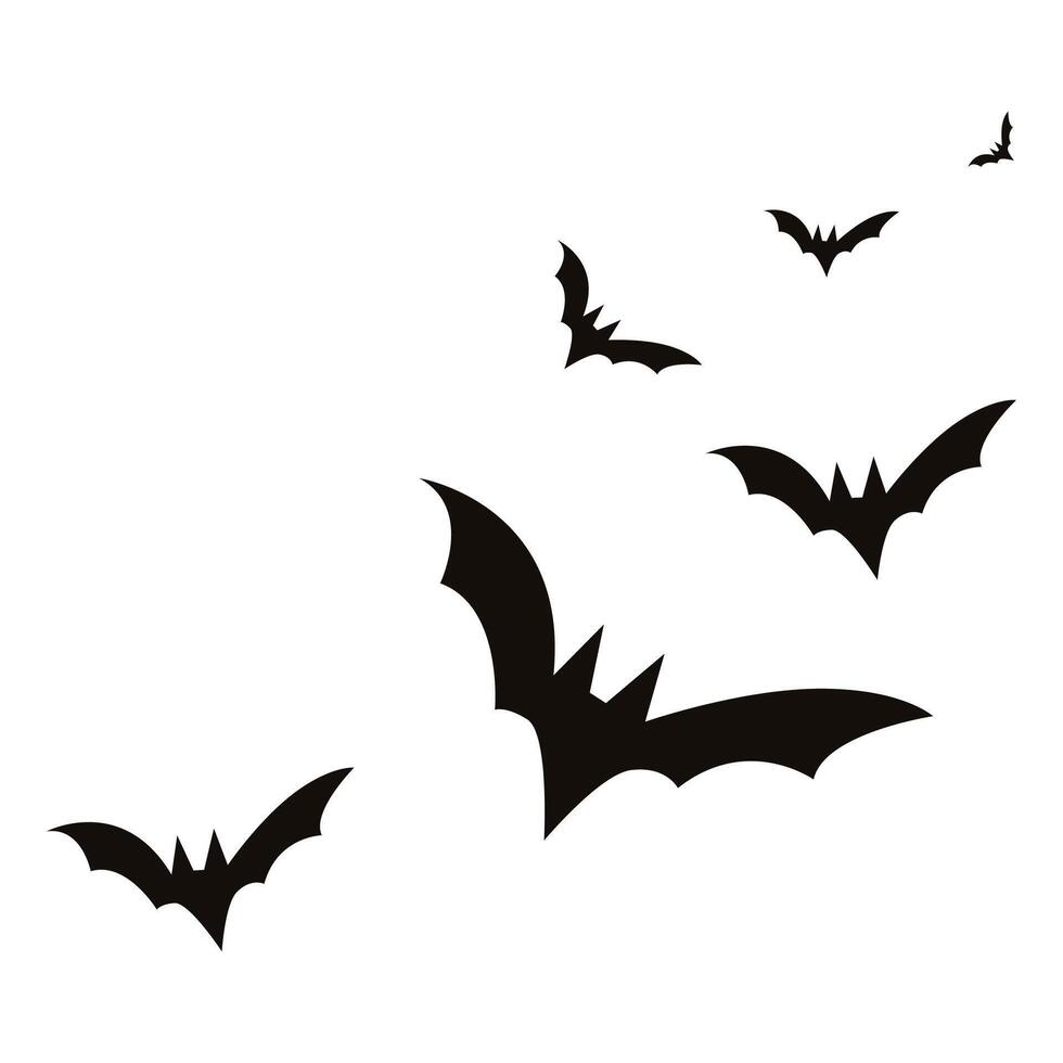 Bats silhouettes solated on white background. Halloween traditional design element vector
