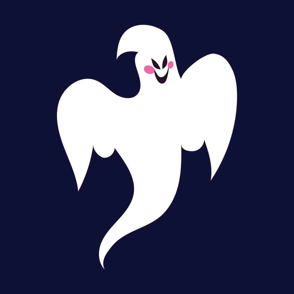 Cute halloween ghost illustration on blue background vector