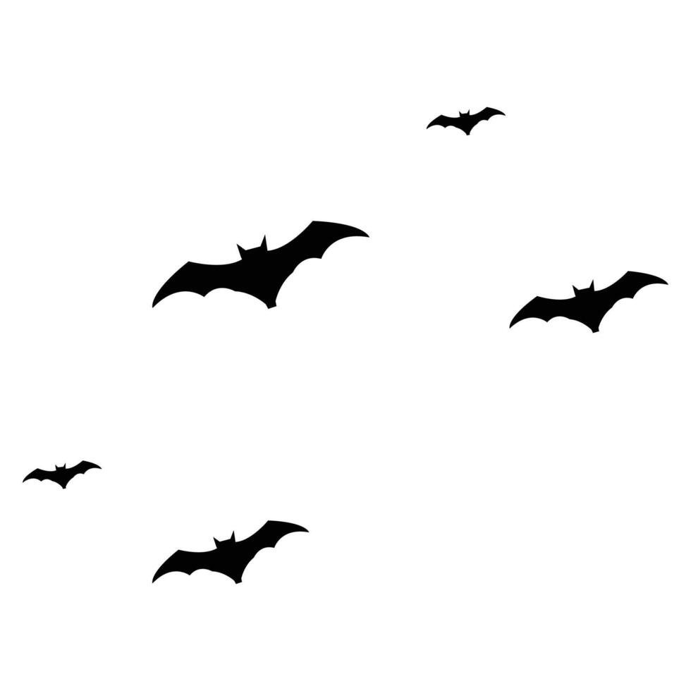 Bats silhouettes solated on white. Halloween traditional design element vector