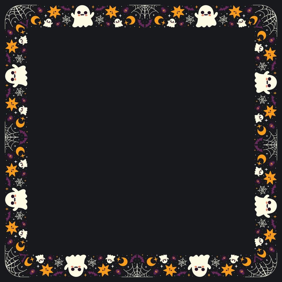 Hand drawn halloween frame template design vector