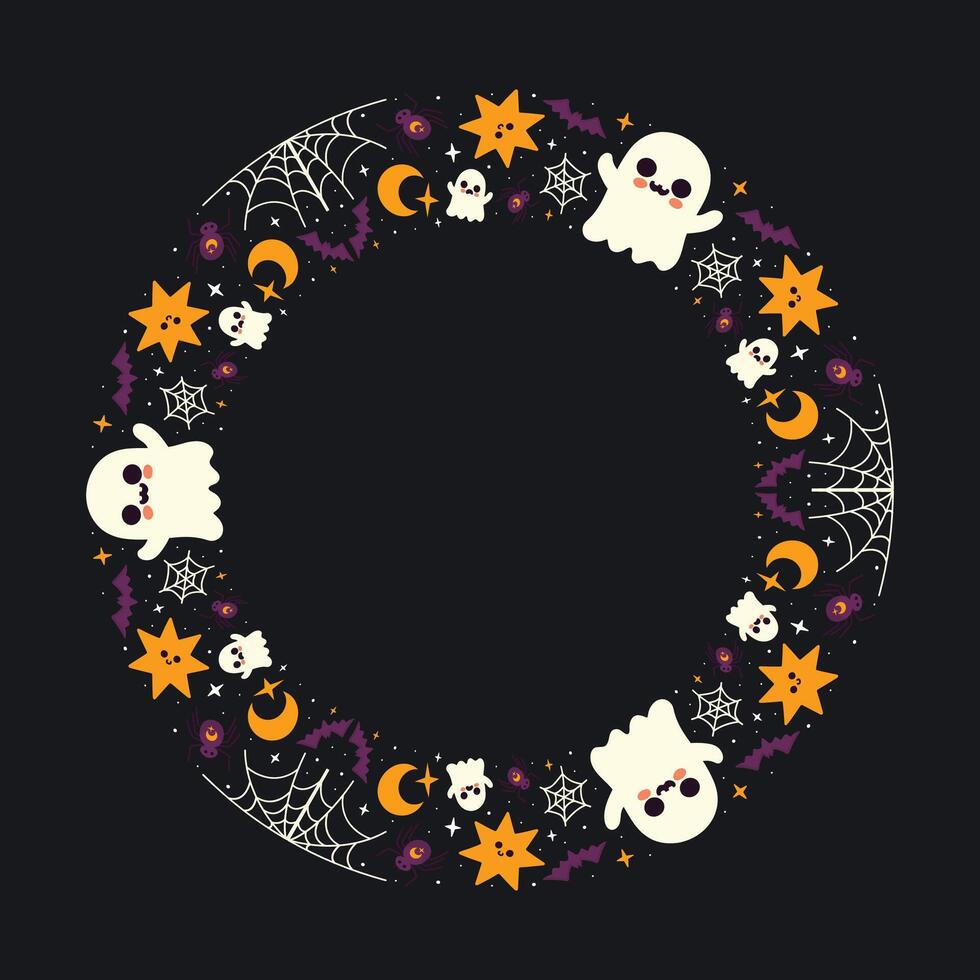 Hand drawn halloween frame template design vector