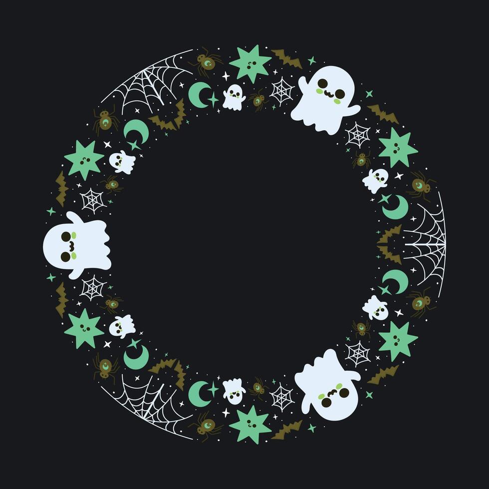 Hand drawn halloween frame template design vector