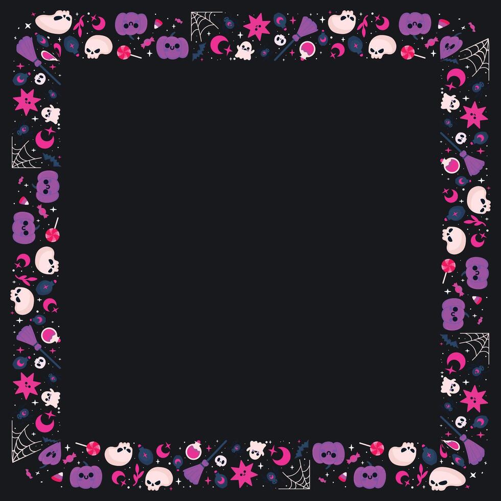 Hand drawn halloween frame template design vector