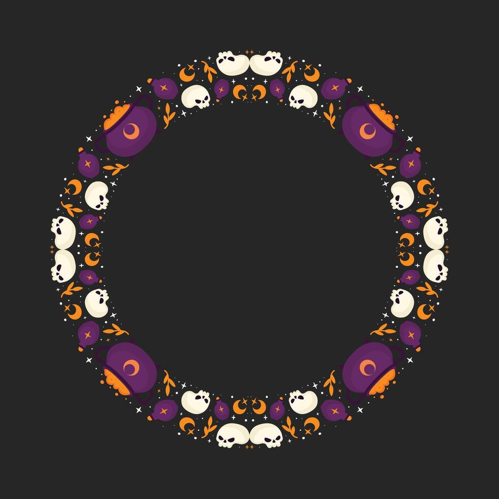 Hand drawn halloween frame template design vector