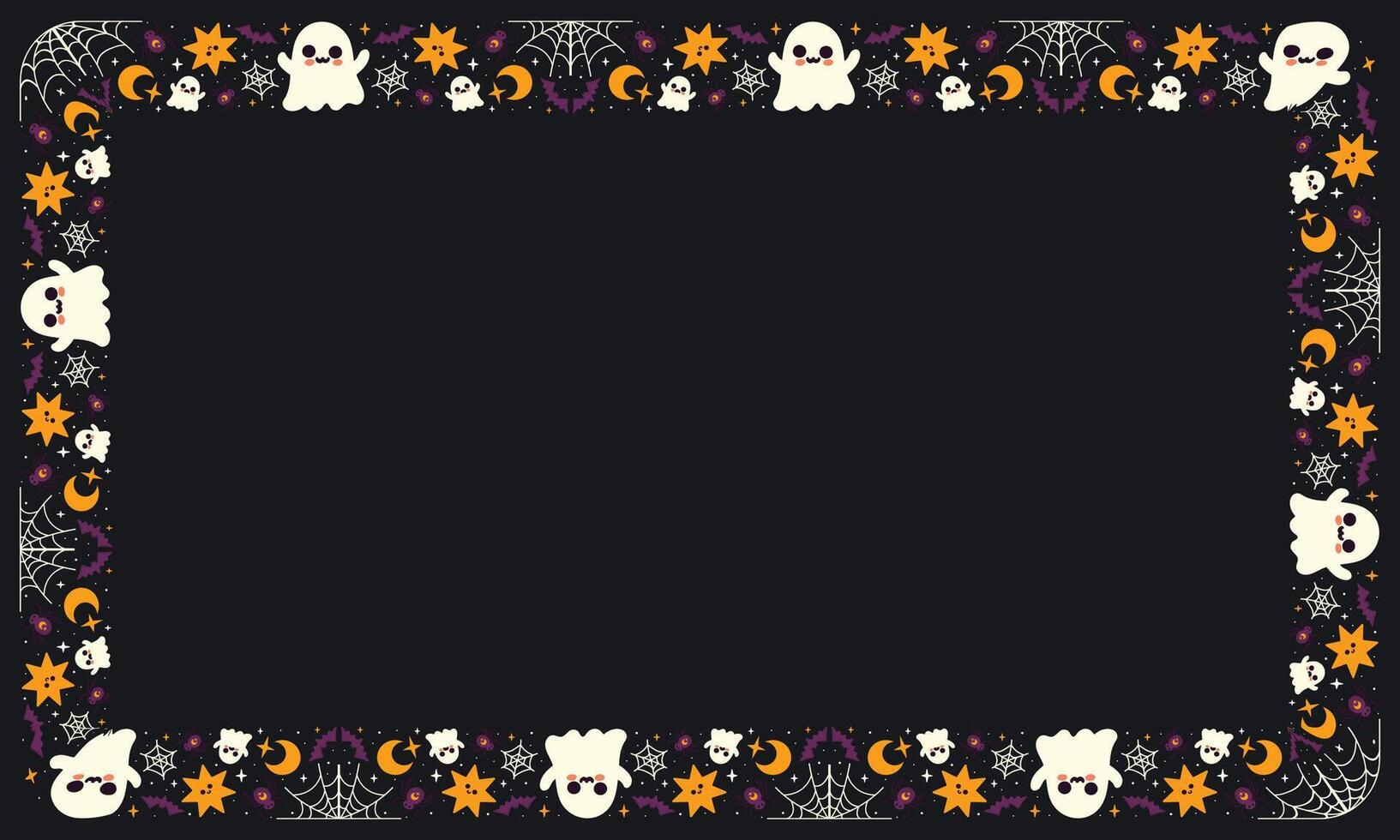 Hand drawn halloween frame template design vector