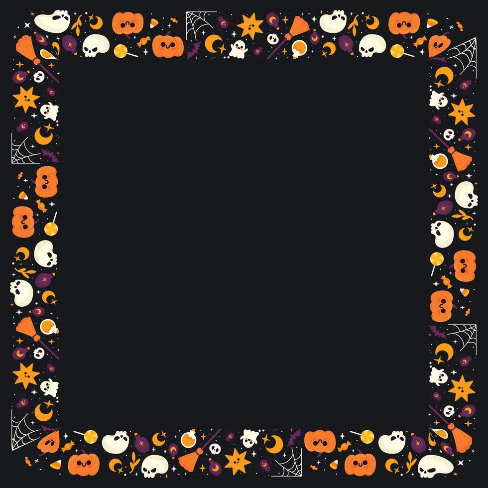 Hand drawn halloween frame template design vector