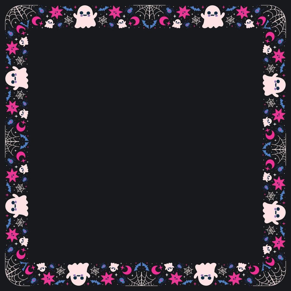 Hand drawn halloween frame template design vector
