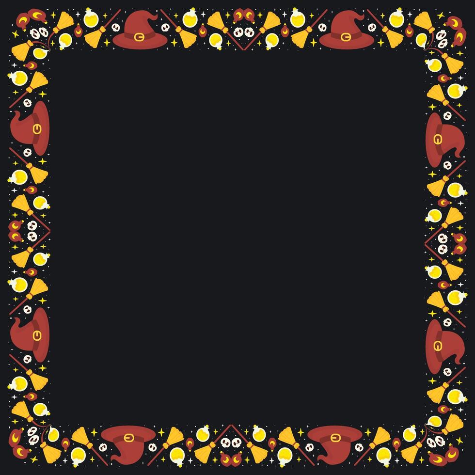 Hand drawn halloween frame template design vector