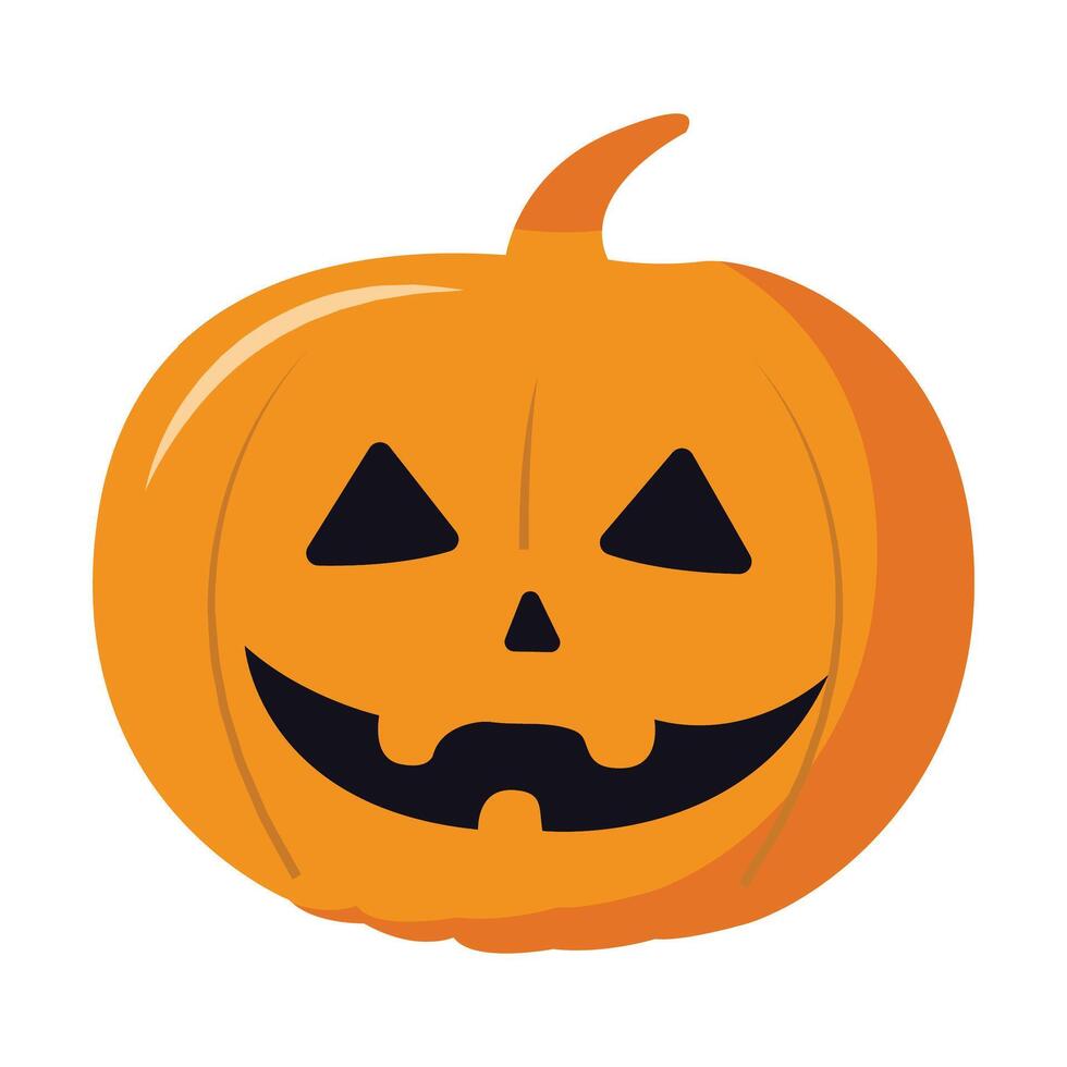 Classic halloween pumpkin with flat design on a white background vector