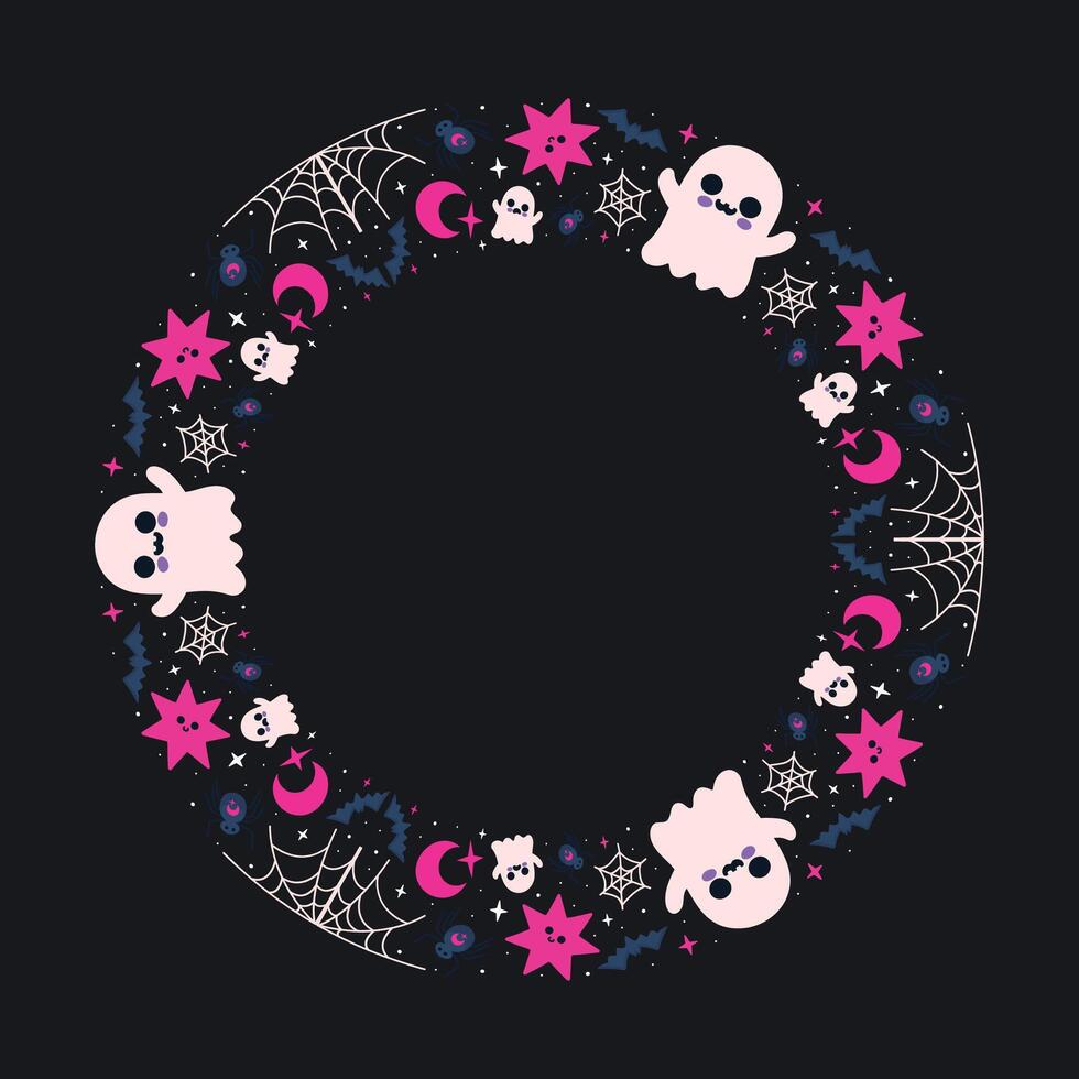 Hand drawn halloween frame template design vector
