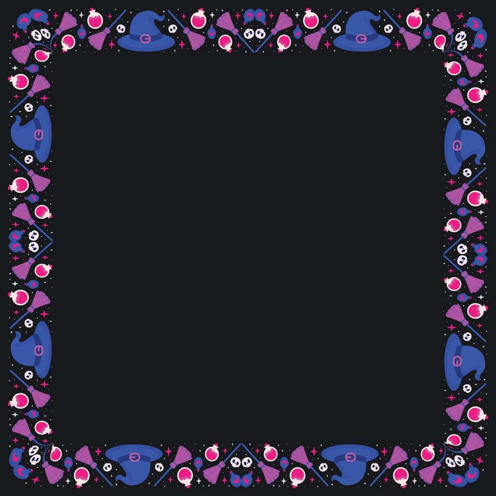 Hand drawn halloween frame template design vector