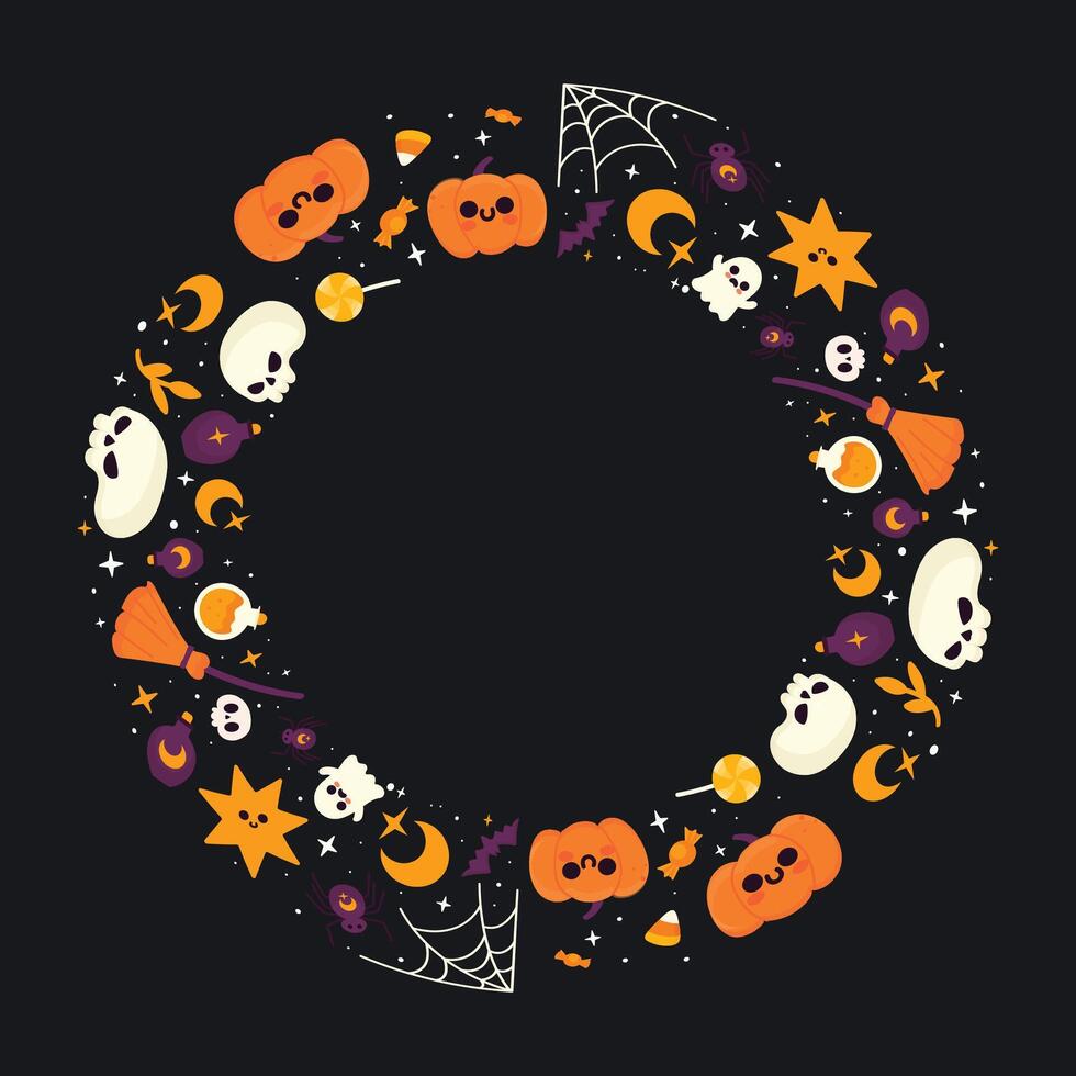 Hand drawn halloween frame template design vector