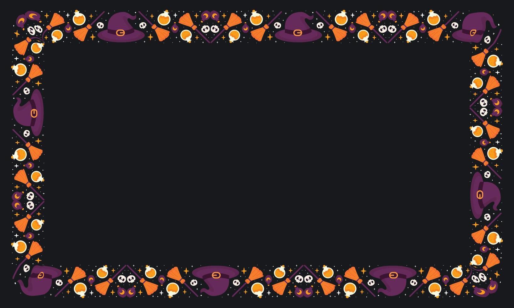 Hand drawn halloween frame template design vector