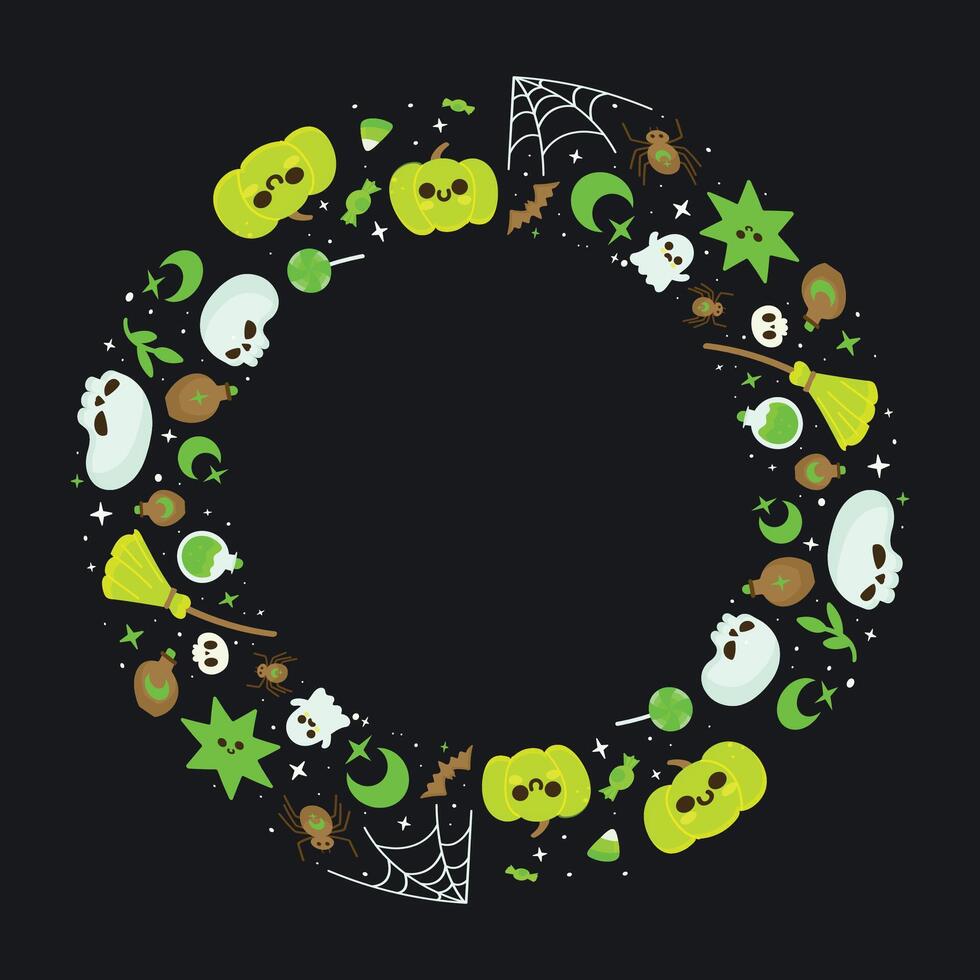 Hand drawn halloween frame template design vector