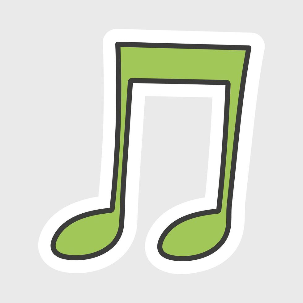 musical note sticker illustration on gray background vector